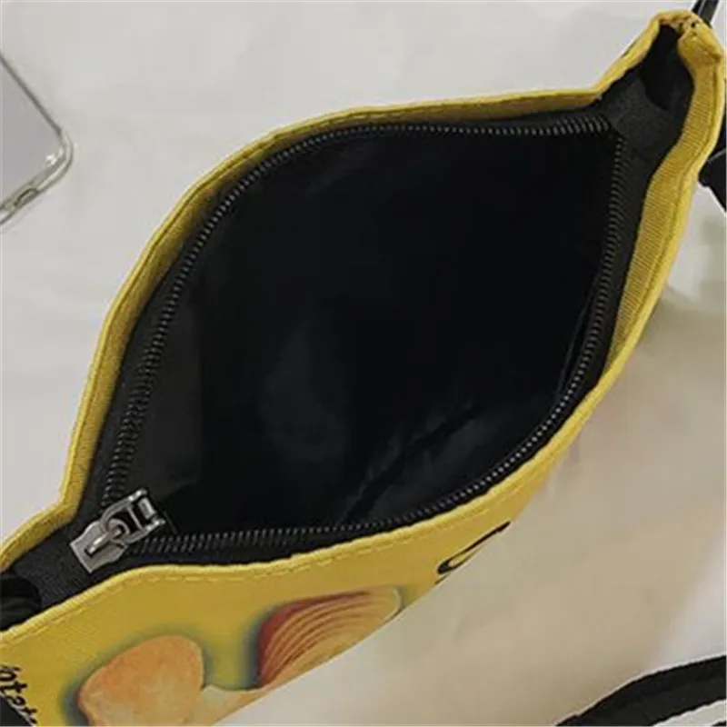 Potato Chip Snack Pattern Crossbody Bag, Women's Version Small Single Shoulder Bag, Funny Envelope Bag for Women Girls Phone Bag