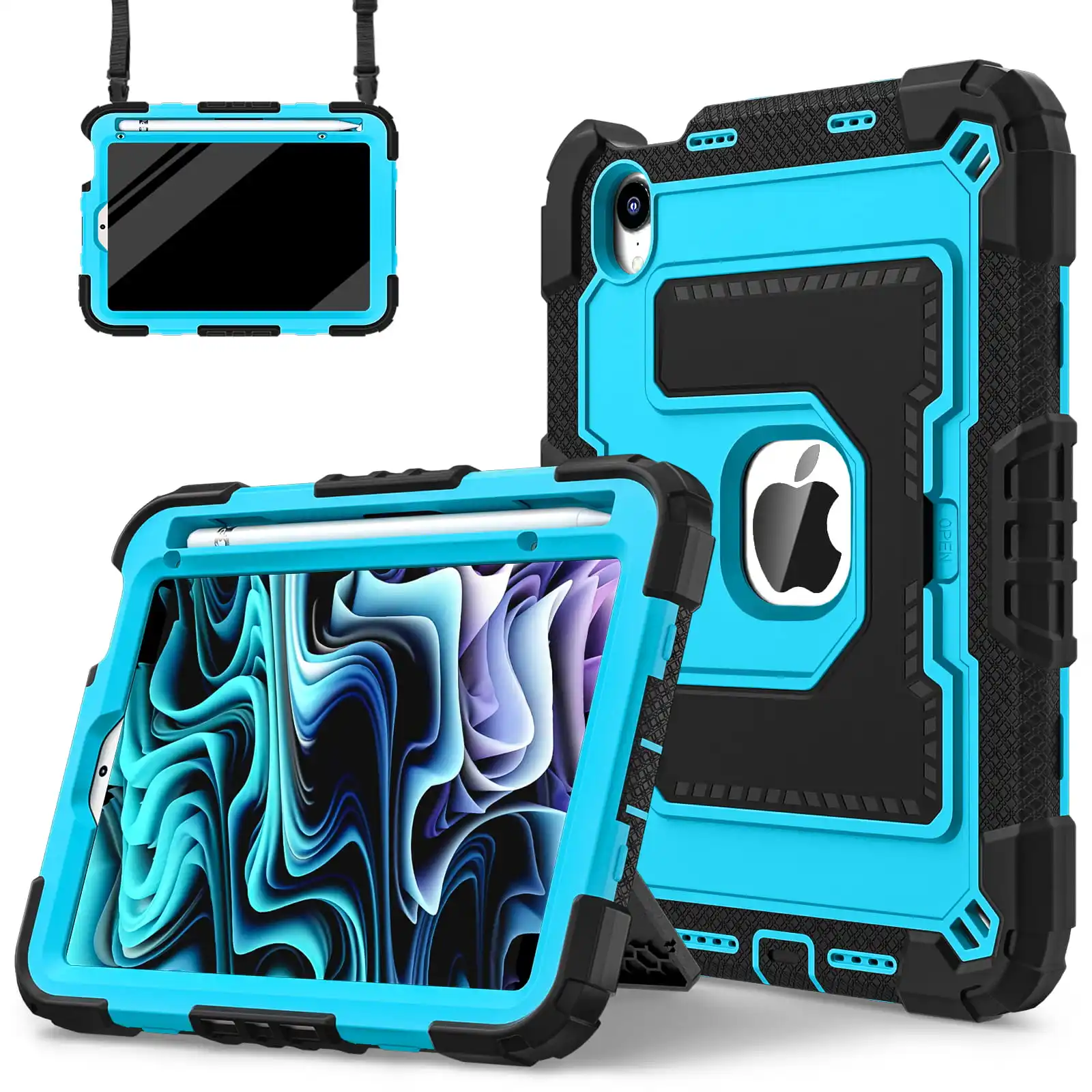 Durable iPad Case with Handle Stand and Pen Tray - Shockproof and Soft Silicone Protective Cover
