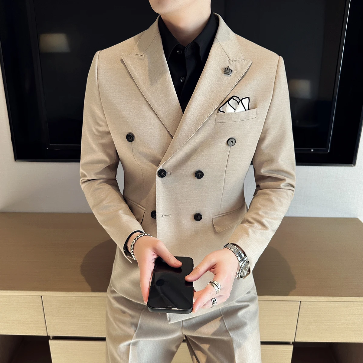 S 2018 Brand Mens Double Breasted Vest Men Dress Suit Vest Men Formal Grey Vest Suit Gilet Men Suit