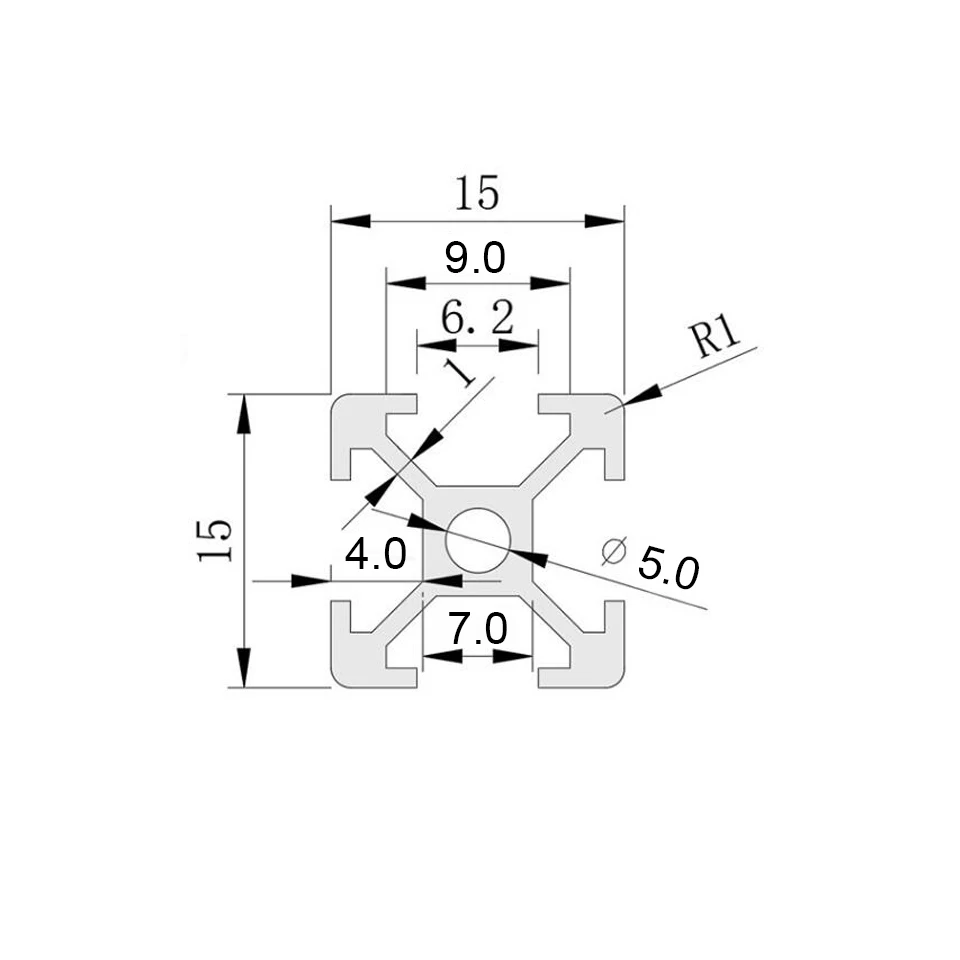 1PC 검정색 1515 유럽 표준 양극 처리된 알루미늄 프로파일 압출 100mm - 800mm 길이 선형 레일 500mm CNC 3D 프린터용