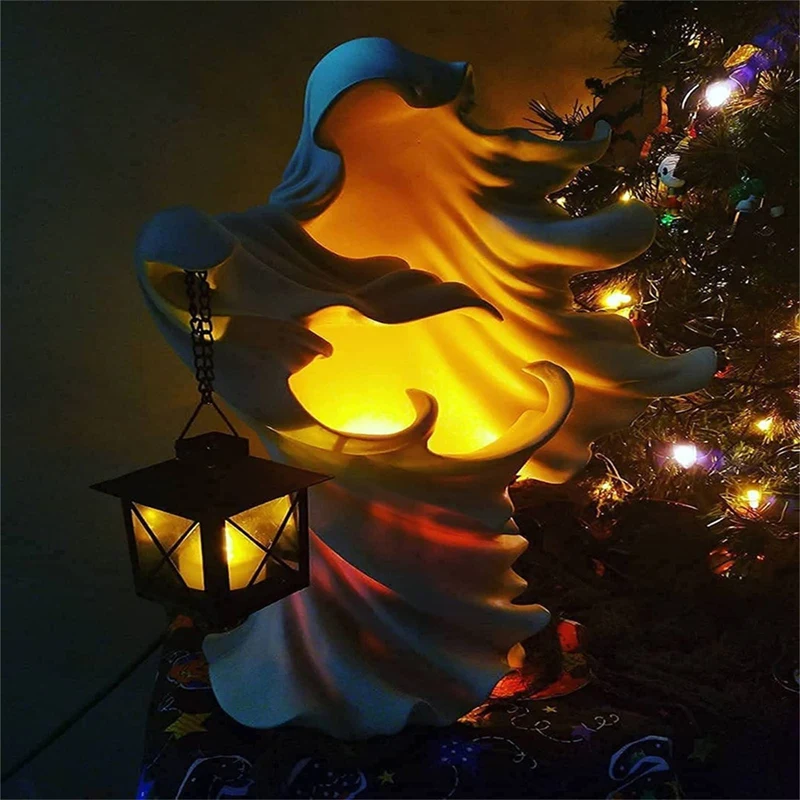 Description Picture 6 of itemGhost Halloween Witch Ornament With Lantern Energy Saving Resin Statue For Garden Courtyard Decor