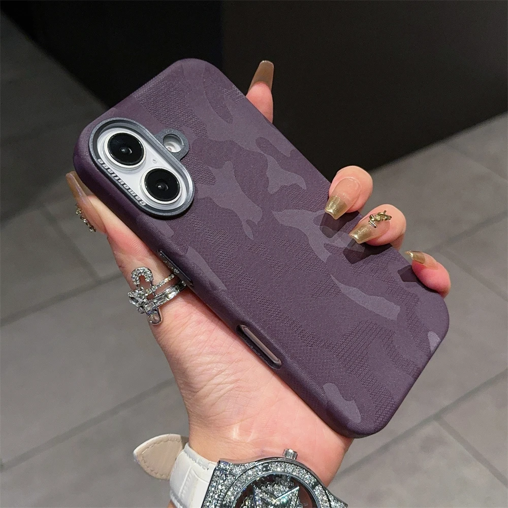Camouflage Solid Color Bumper Phone Case with MagSafe and Wireless Charging Compatibility