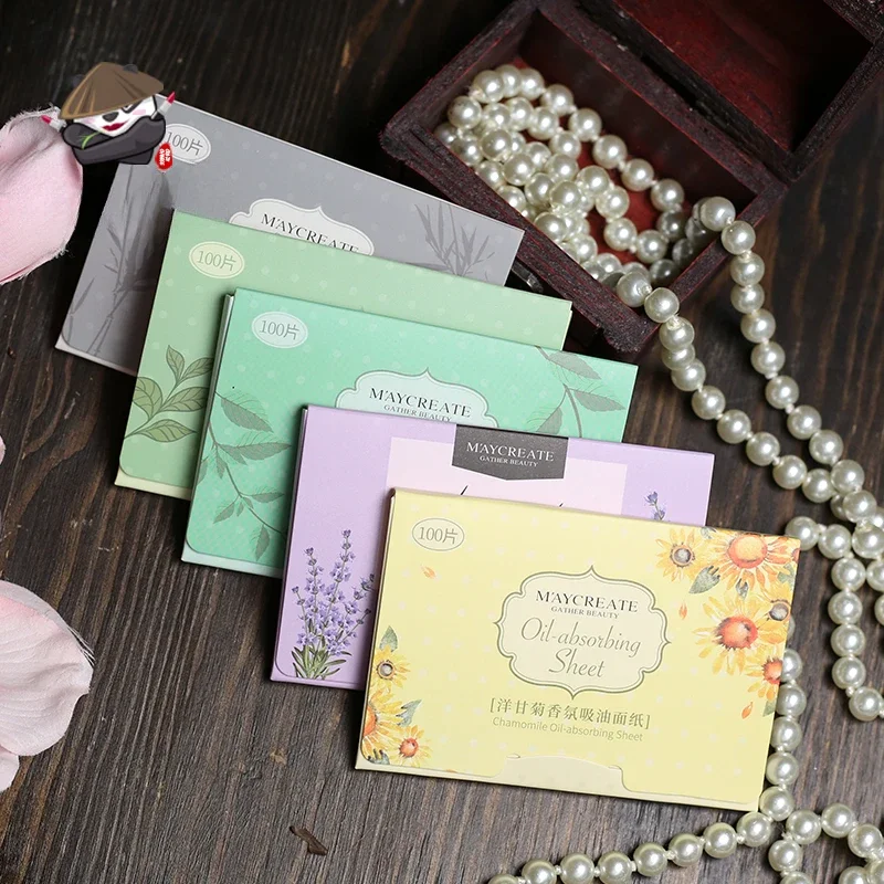 300pcs/box Portable Facial Oil-Absorbing Papers Oil Blotting Sheets Oil Control Face Skin Care Tools for Men and Women Green Tea