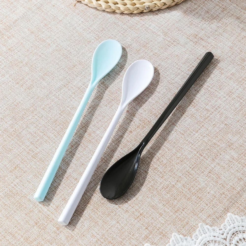 Stir Spoon Ice Cream Dessert Scoop Korean Cocktail Coffee Tea Mixing 19CM Plastic Long Handle