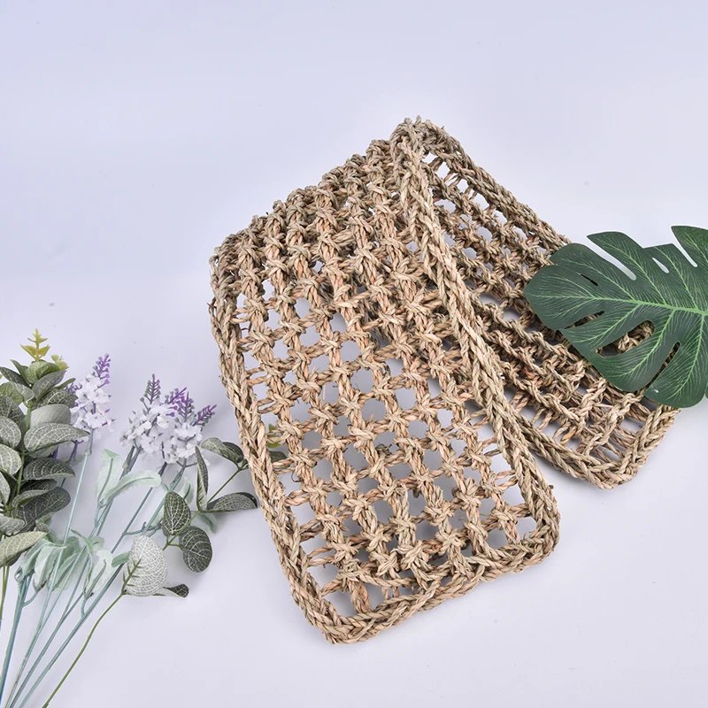 Hand-knitting Seaweed Pad Washable Pet Cushion Bird Ladder Stand Toy Lizard Crawling Shelf Lounger Hammock Small Pet Bed Mat 1x parrot toy,bird toy,bird cage accessories,bird perch stand