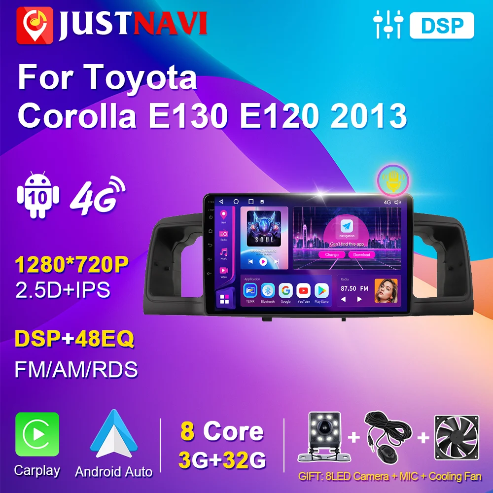 4G WIFI Carplay GPS-навигация для Toyota Corolla E130 E120 2013 + Android 10 Автомобильная камера заднего