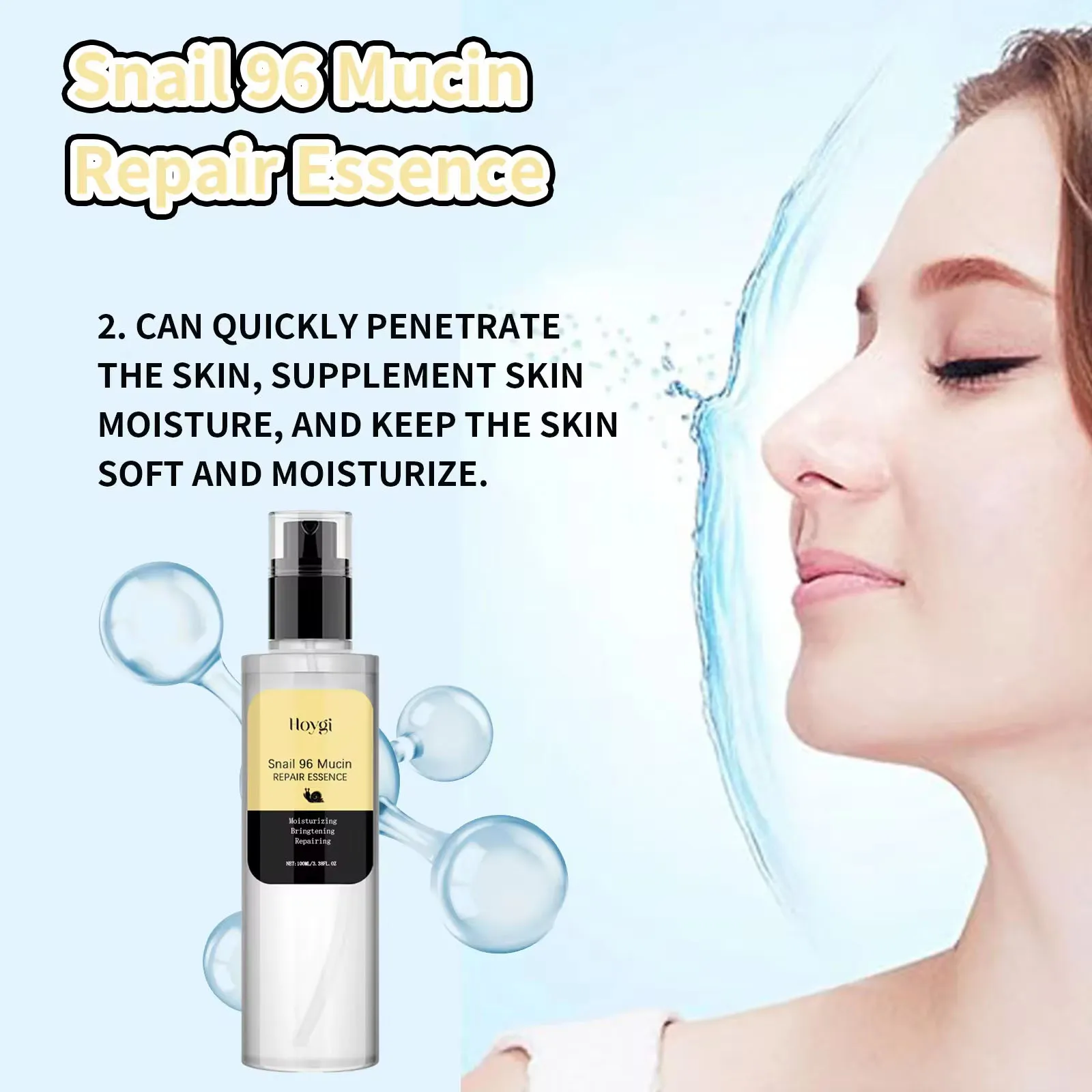 Snail Mucin Essence Fade Fine Lines Shrink Pores Repair Skin Barrier Whitening Moisturizing Hyaluronic Acid Collagen Face Serum 5