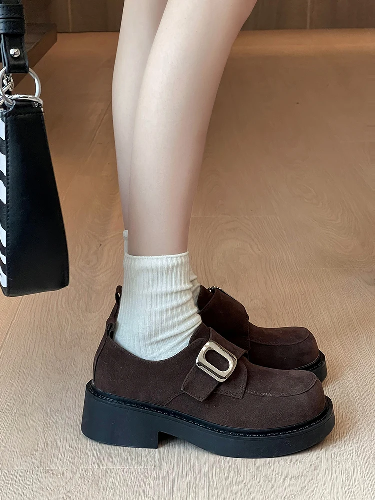 

Женские туфли 2023, сабо на платформе с круглым носком, Осенние оксфорды, подходящая ко всему Женская обувь в британском стиле, новинка, зимние криперы, осень, ретро