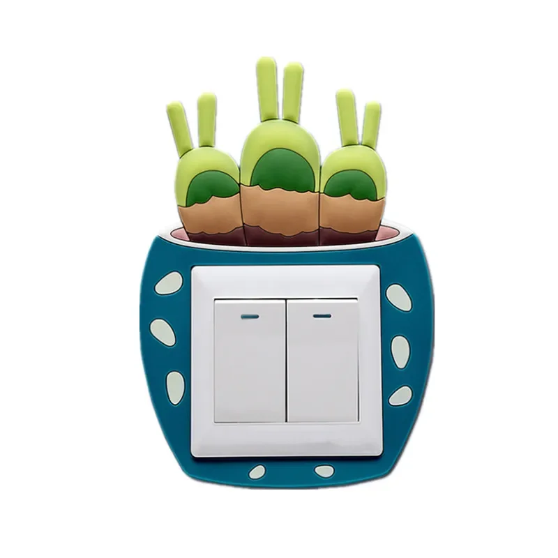 thumbnail image 1 of Pegatinas de luz de interruptor luminosas 3D, pegatinas de pared de silicona, cubierta protectora de planta de cactus para interruptor de noche, decoración del hogar, 1 of 5