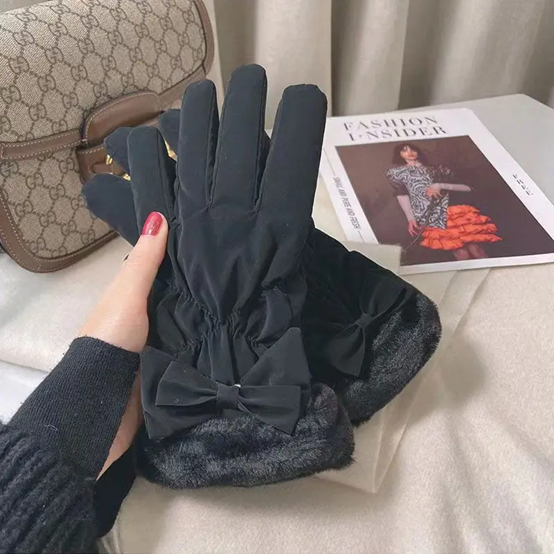 thumbnail image 1 of Nuevos guantes de invierno para mujer, guantes térmicos de lana resistentes al frío, resistentes al viento, guantes cálidos para correr al aire libre y esquiar, 1 of 5