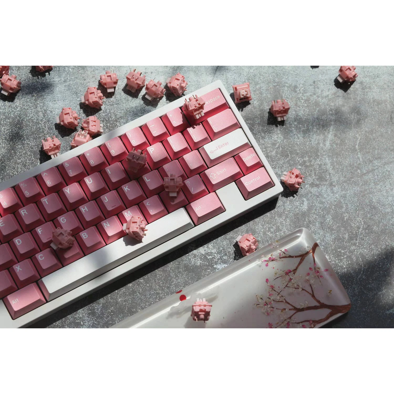 Peach Blossom Keycaps for Mechanical Keyboard Pink White Color 173 Pieces  Cherry Profile ABS Double Shot 6.25u 7u Game PC| | - AliExpress