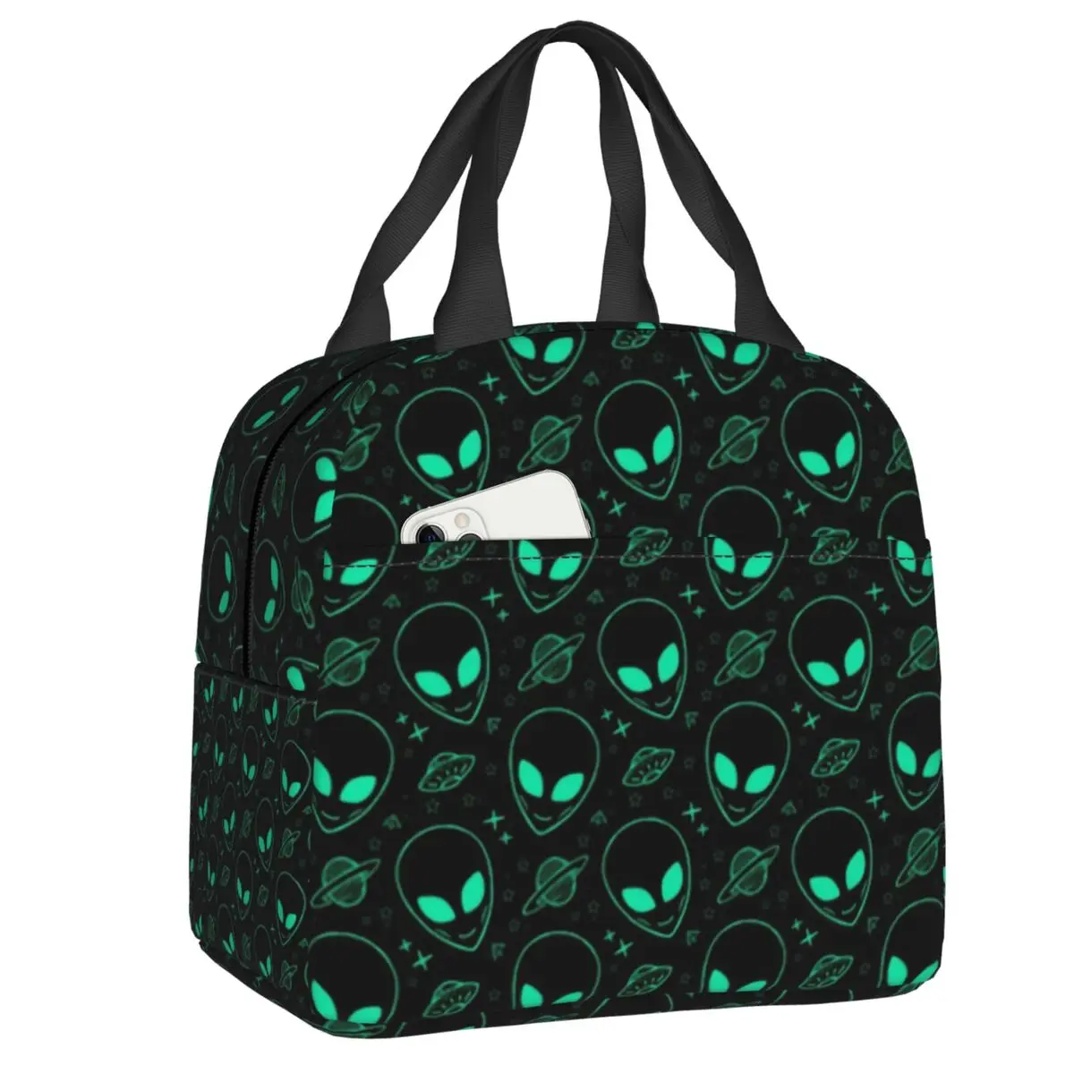 

Custom Alien Pattern Lunch Bag Men Women Cooler Warm Insulated Lunch Box for Student School