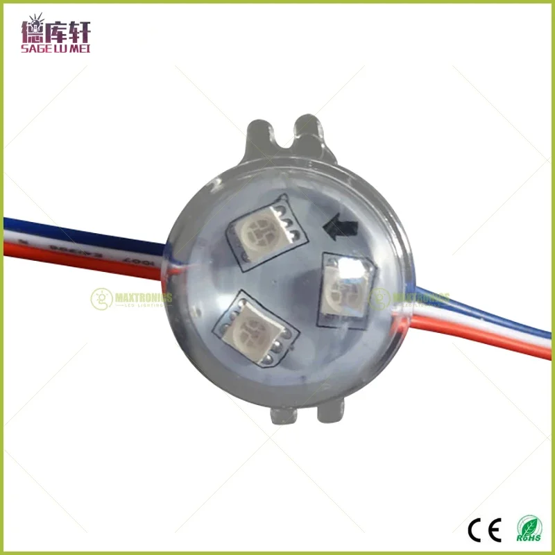 20pcs DC12V WS2811 IC 30mm Diameter transparent cover shell 3led 5050 RGB led Pixel Module Full Color led Point waterproof IP68 led modules led module