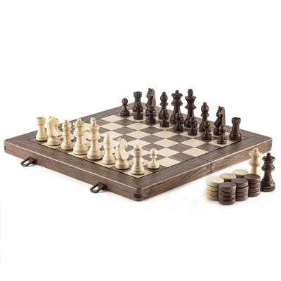 Jusenda 15 x 15 jogo de xadrez madeira faia luxo grande gamão conjunto  com placa de
