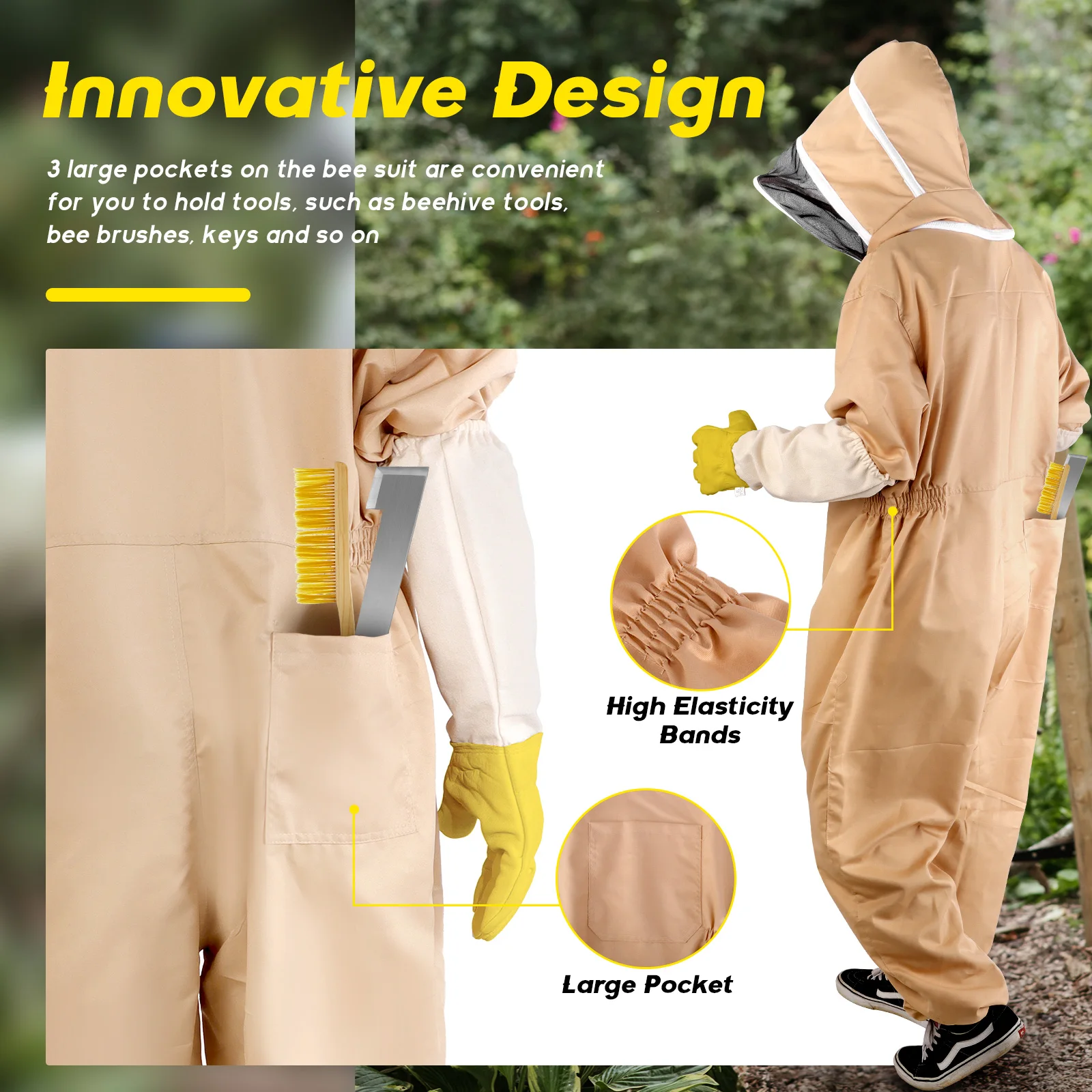 Full Body Beekeeping Clothing Beekeepers Bee Protection Ventilated Suit Safty Veil Hat Professional All Body Equipment Coat
