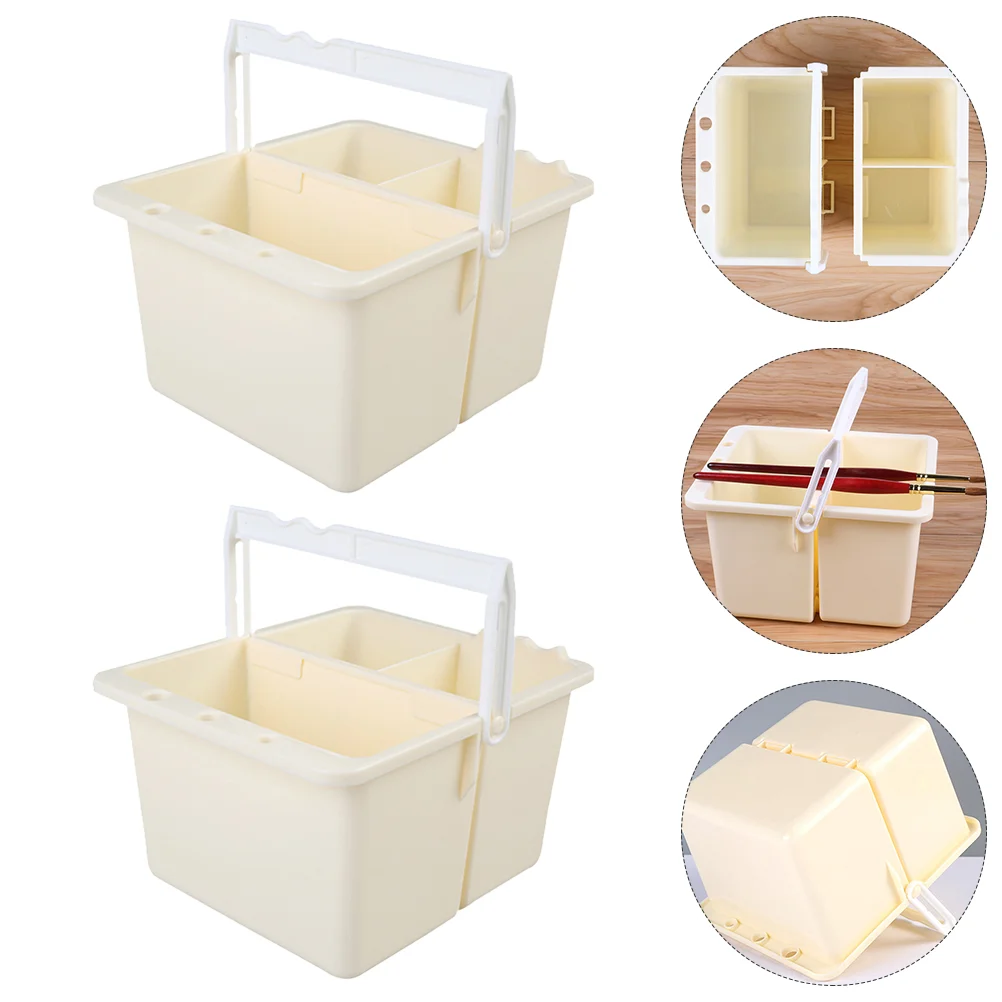

2 Pcs Pencil Bucket Brush Washing Containers Machine Cleaner Buckets Tools Paint Basins Artist Student Stationery Tubs
