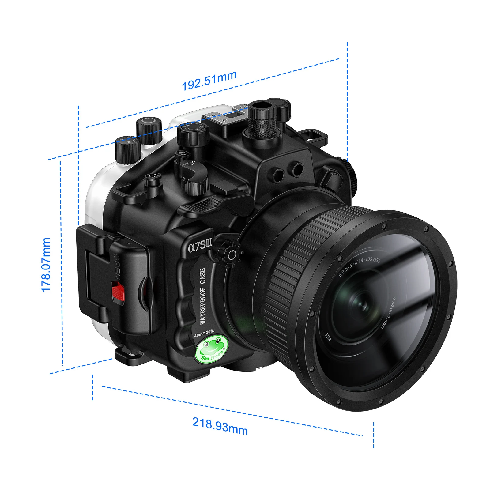 Seafrogs 스쿠버 다이빙 카메라 케이스 커버, A7S III 수중 사진 장비 카메라 하우징, 광각 렌즈 포함