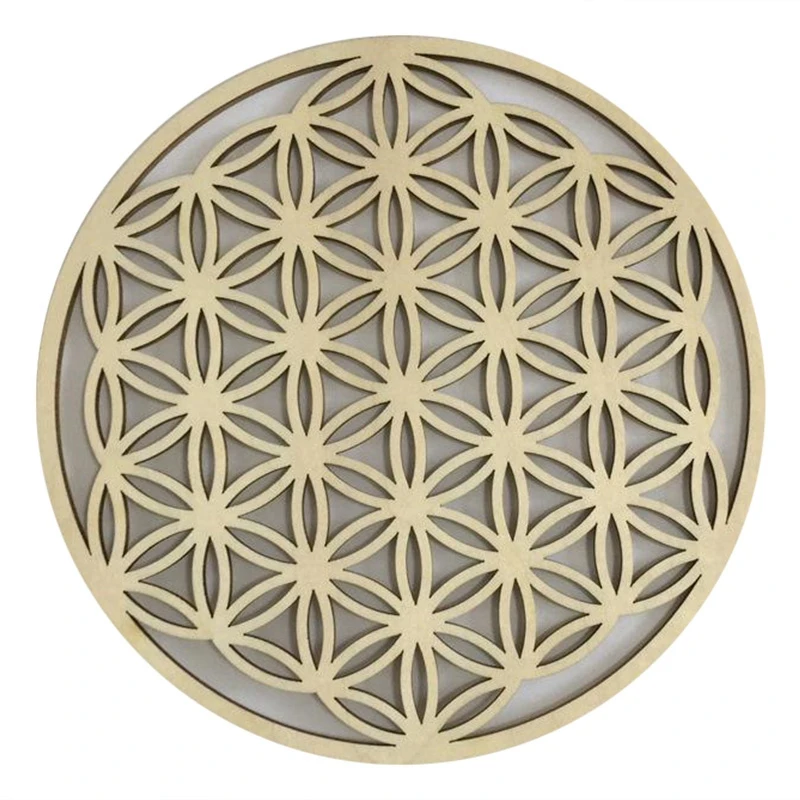 

10Pcs Flower of Life Cut Beermat Place Mat Wood Coasters Insulation Coaster Home Decoration(A Section)