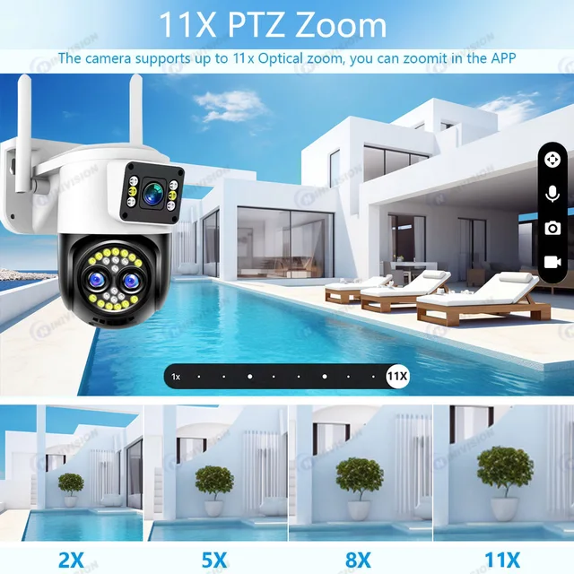 12MP 11X PTZ Zoom 6K 12Million High-Definition Three lens Surveillance WIFI Monitor Voice Intercom Panoramic Night Vision Camera - Image 3