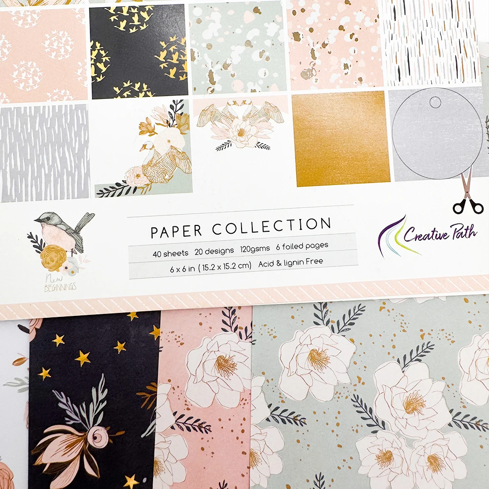 Creative Path 6 Zoll Scrapbooking-Dekorpapier mit Herbstblumenmuster, Journaling-Hintergrundpapier für Origami, DIY-Kartenherstellung – Detail 1