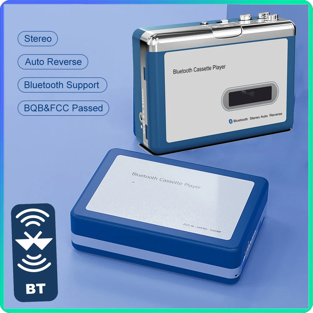 Portable Bluetooth Cassette Player For Walkman with Earphone Auto Reverse Tape Player Bluetooth Output to Headphone Speaker
