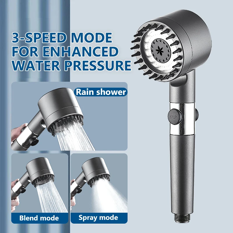 Shower Head Water Saving Powerful 3 Modes Adjustable High Pressure