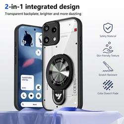 Stylish Transparent Magnetic Stand Back Cover for Nothing Phone (3a) Lite (Black)
