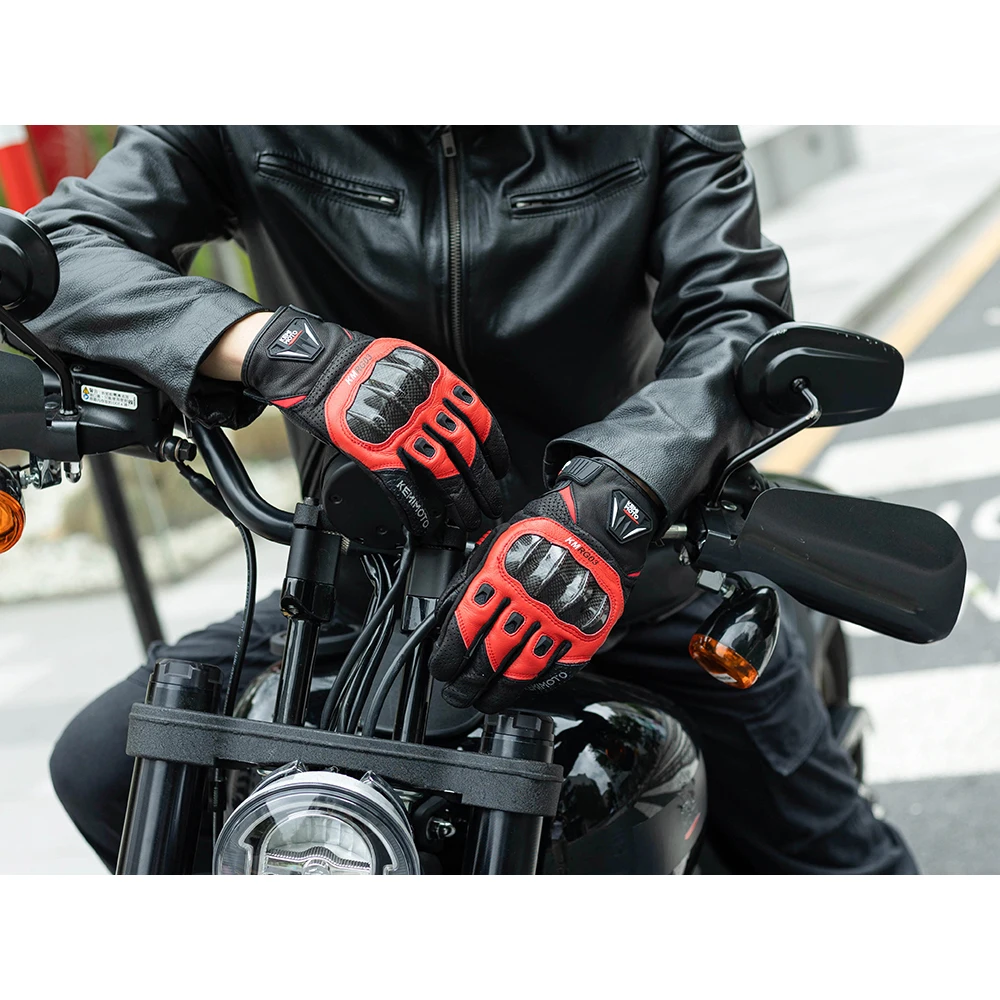 KEMIMOTO CE Leder-Motorradhandschuhe für den Sommer, für Herren, Schutzhandschuh für Motocross, Motorrad, Dirt Bike, Fahrrad, Rennen, ATV, UTV – Detail 9
