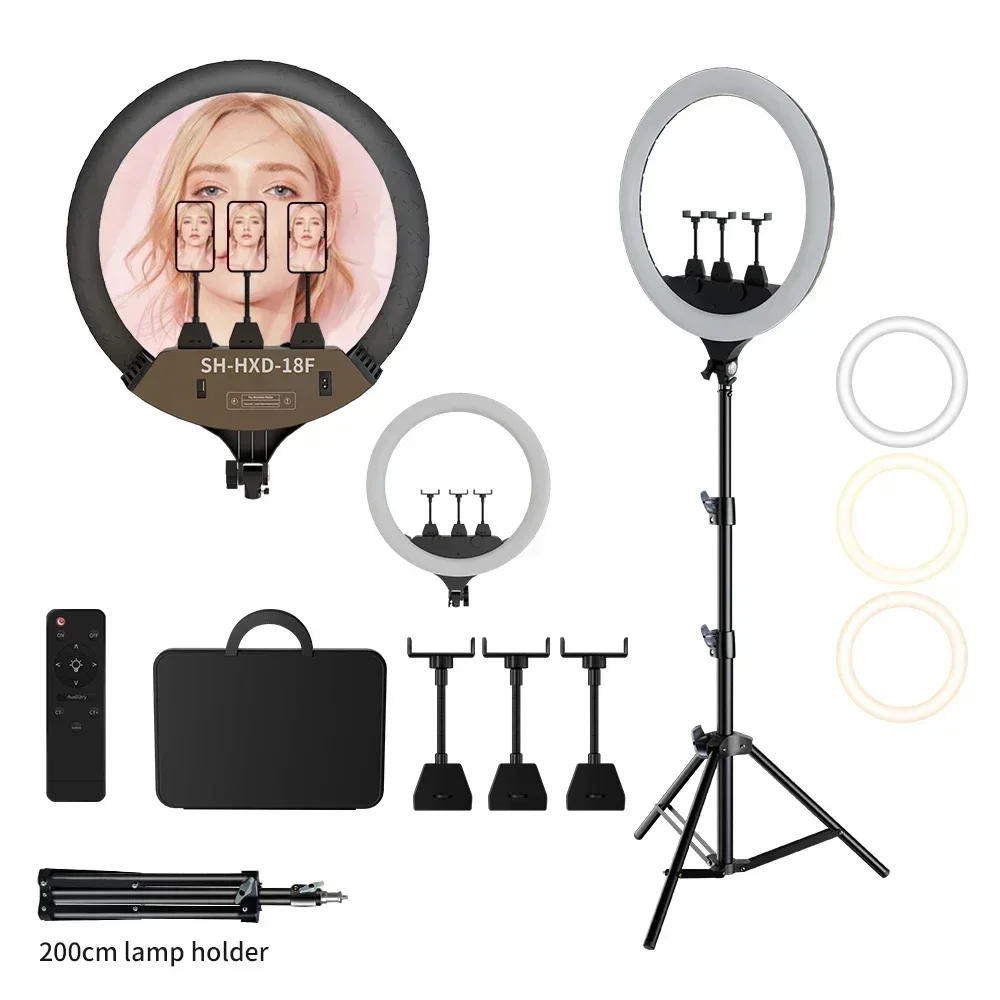 Photography 18 inch Ring Light LED Large Selfie Video Remote Control Tripod Stand Phone Clip YouTube Live Lighting Photo Studio