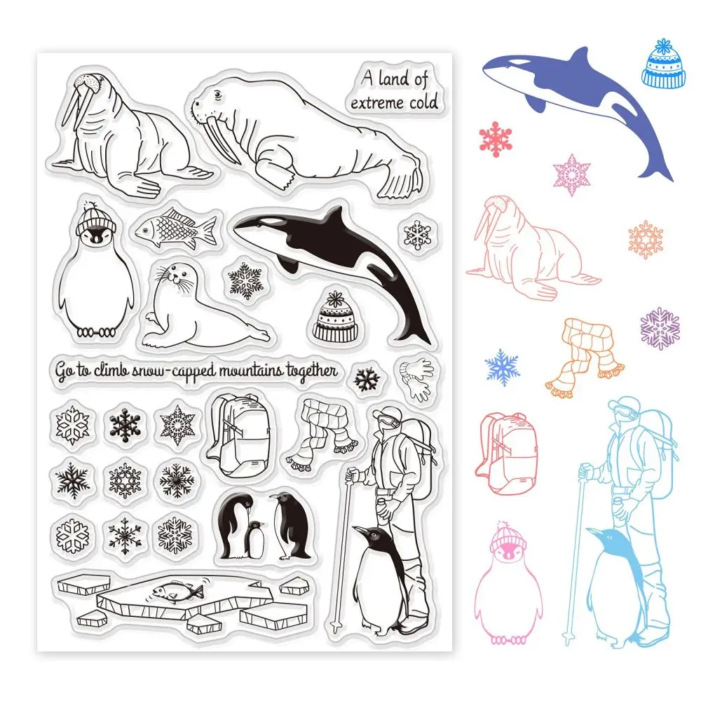 

Arctic Animals Sea Lion Penguin Clear Stamps Transparent Silicone Stamp Seal for Card Making Decoration and DIY Scrapbooking