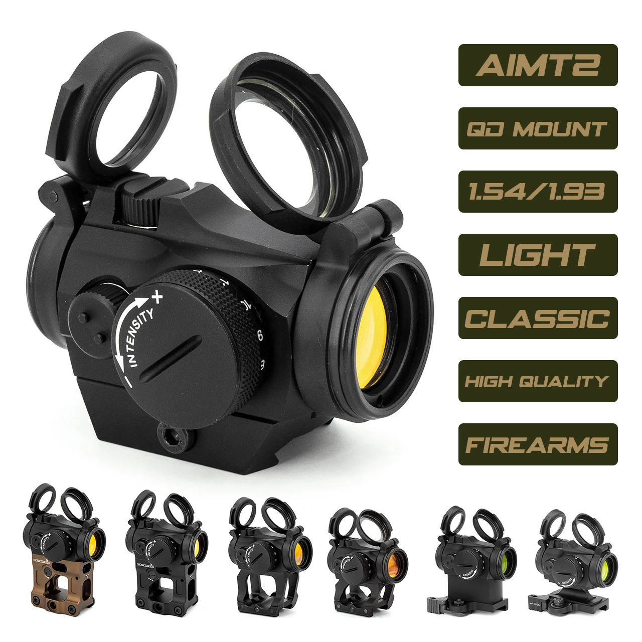 Tactical AIM2 2MOA Red Dot Sight 1x22mm Reflex Sight Optics Red Dot Scope with 1.54/1.93/2.26" Riser Mount with Original Marking