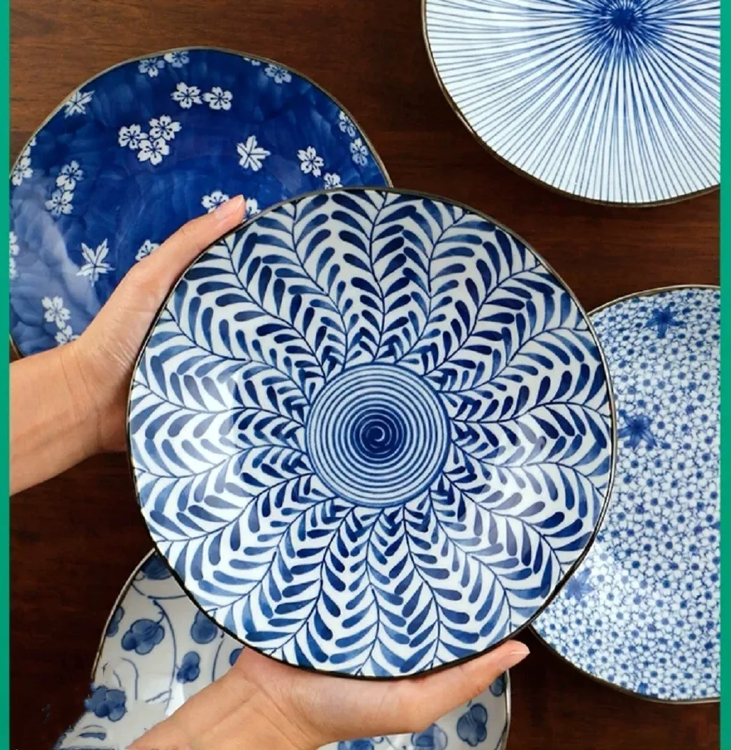 

Dish plate Household creative Japanese dumpling plate 8 inch breakfast Dim sum salad fruit plate