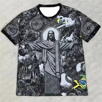 2024 Brazil Special Edition Jesus Black Gray Football Jersey Adults Kids Summer Outdoor Sports Soccer Training Tees Tops Clothes 1