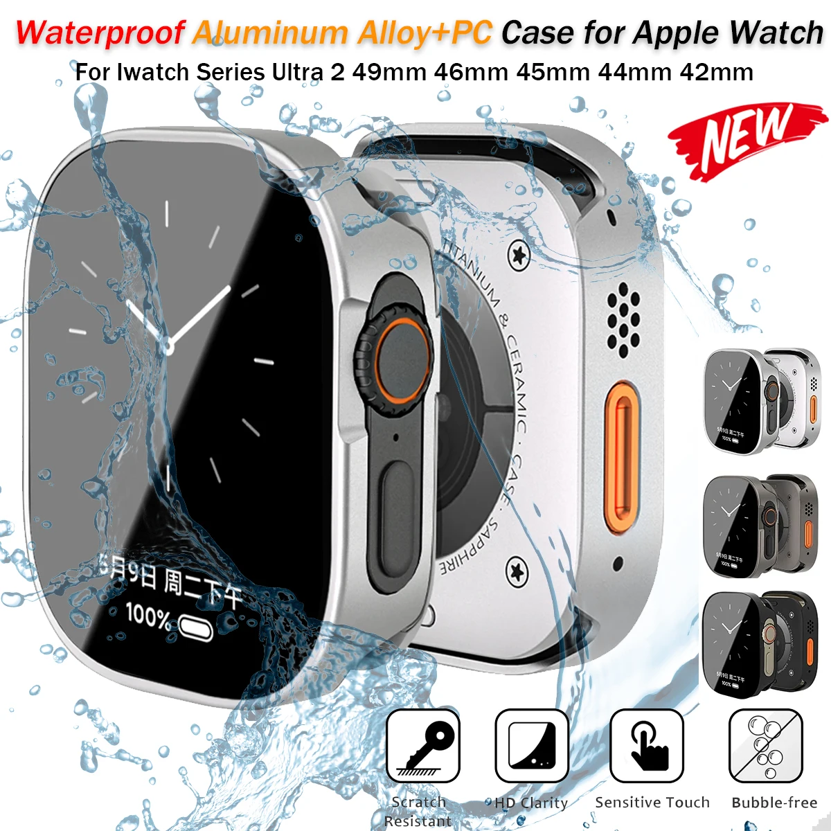 All-Weather Aluminum Alloy + PC Protective Case for Smartwatch - Metal Full Coverage Design