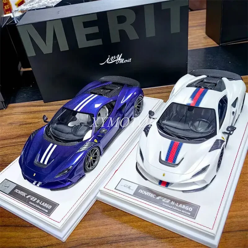 

Модель автомобиля из полимерной смолы «Плющ» 1:18 для Ferrari Novitec F8, белая/фиолетовая/серая игрушка, подарки, хобби, демонстрационные украшения, коллекция