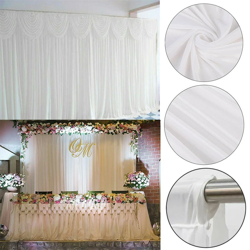 2x2m/3x3M Sheer Silk Wedding Party Backdrop Drape Panels Hanging Curtains Events Party Stage Background Decor Accessories