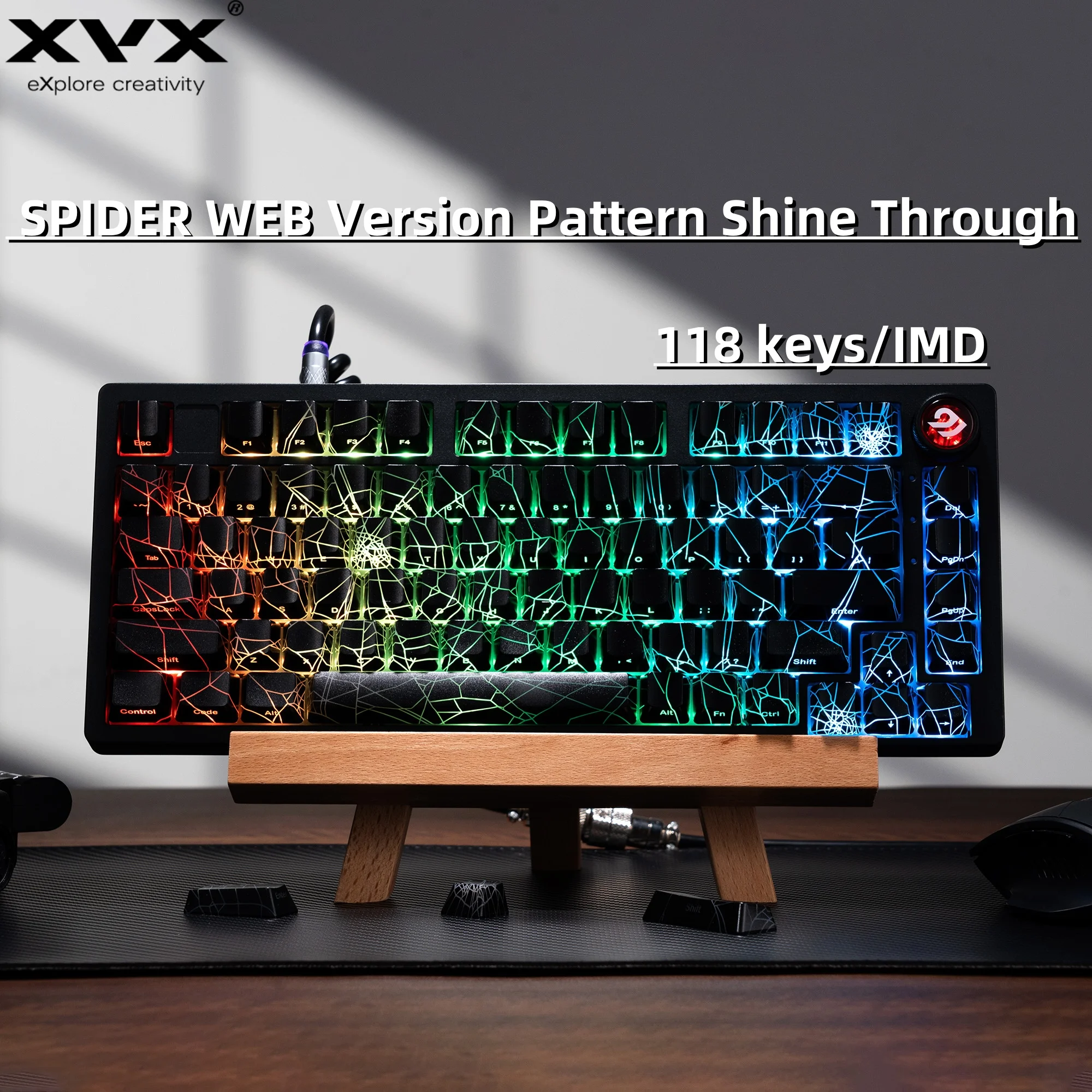 Kiwibean XVX Spider Web Keycaps OEM Profile Shine Through IMD-Tech Keycap