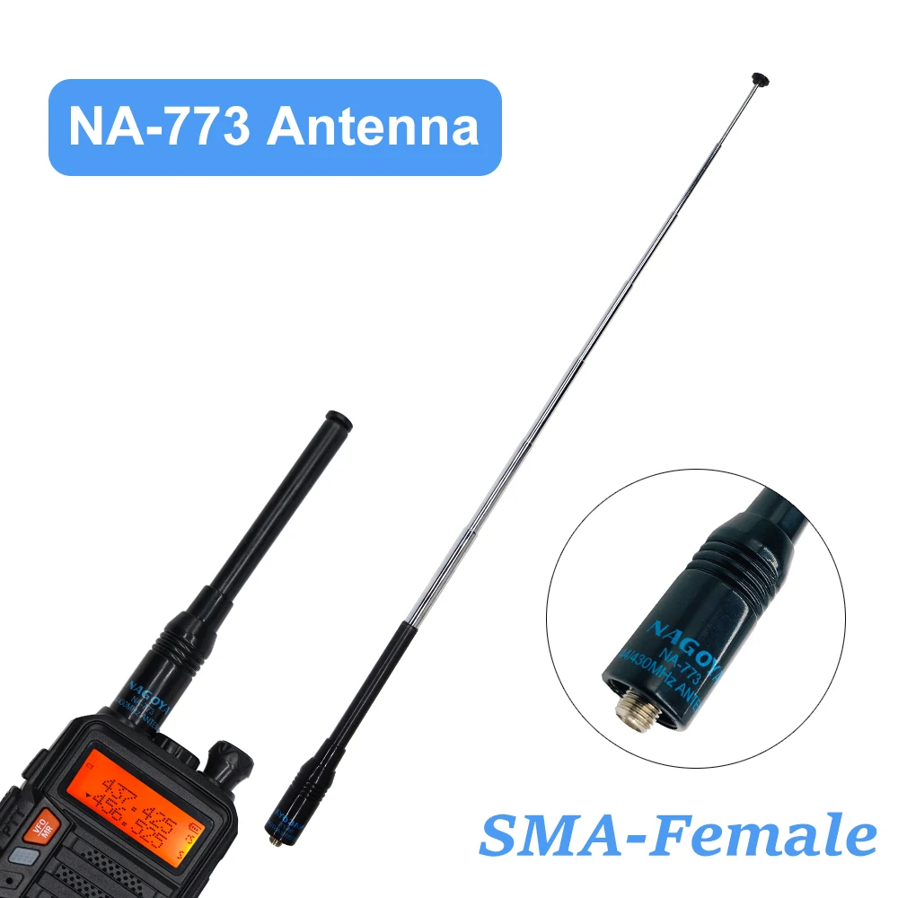

Telescopic Dual Band VHF UHF Antenna NA773 SMA FemaleFor Baofeng UV-5R UV-82 BF-888S Walkie Talkie Accessories Nagoya NA-773
