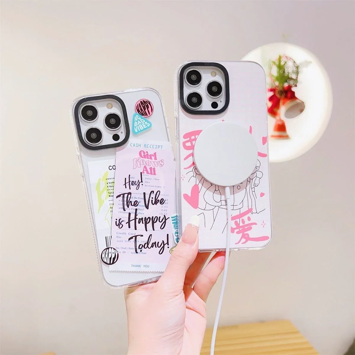 MagSafe Transparent Border Note Paper Phone Case Cover for IPhone 11 12 13 14 15 Pro Max Case for IPhone 15 Pro Max