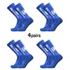 4Pairs/Lot 2024 New ANTI SLIP Tapedesign Football Socks Mid Calf Non-Slip Soccer Sport Cycling Sports Mens Sock EU38-45 4