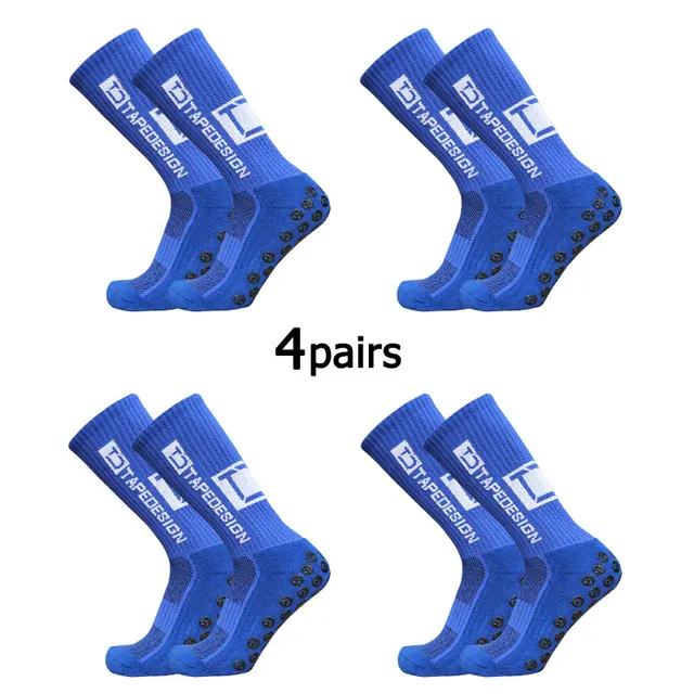 4Pairs/Lot 2024 New ANTI SLIP Tapedesign Football Socks Mid Calf Non-Slip Soccer Sport Cycling Sports Mens Sock EU38-45 4