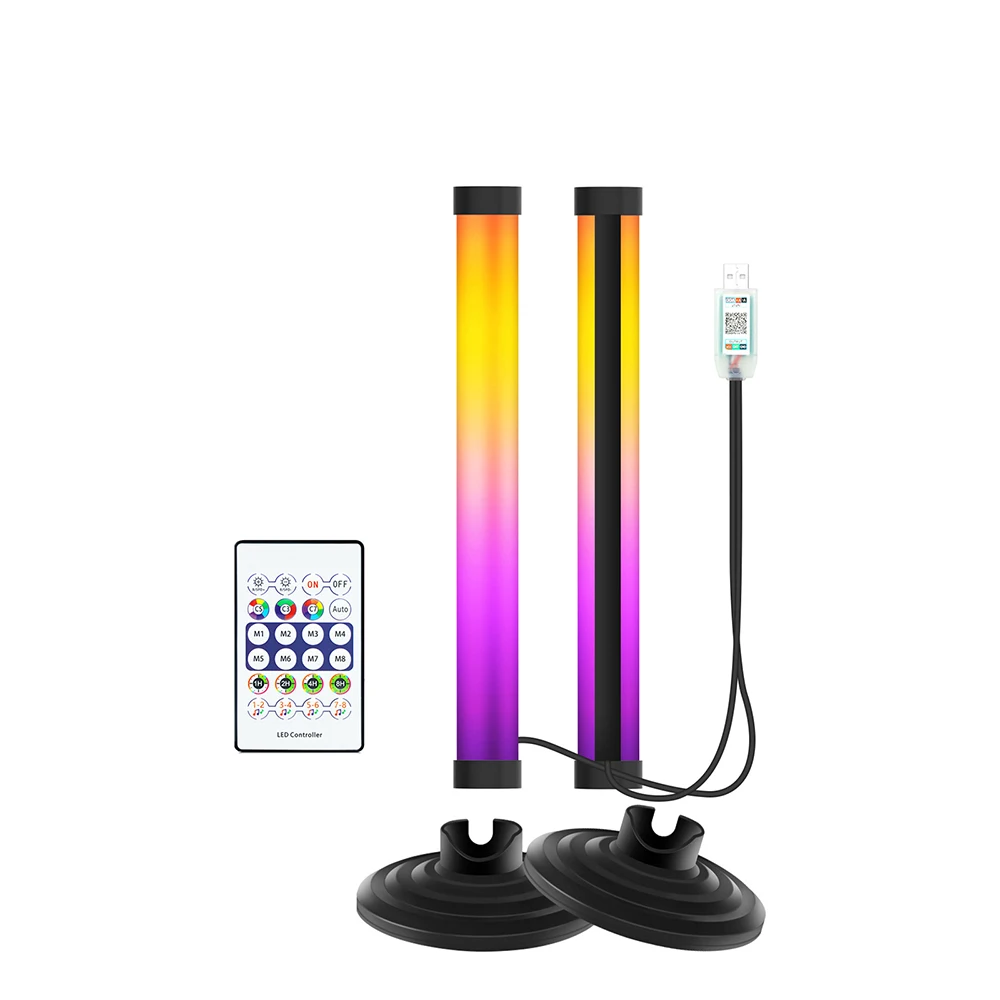 2 4 Light RGB Kit Smart LED Floor Lamp App Remote Control RGBIC Music Sync Timer for Gaming PC Computer Room Corner Lighting