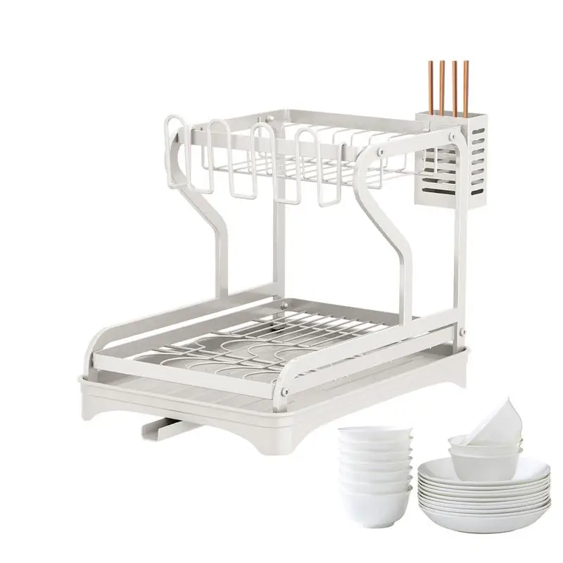 

Dish Drying Rack 2 Tier Dish Rack for Kitchen Counter Dish Racks with Drainboard for Kitchen Countertop for Cups Chopsticks Fork