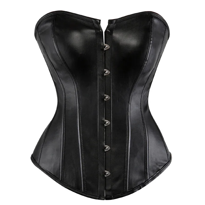 

Sapubonva leather corselet corsets and bustiers tops shaper pu synthetic black corset overbust women clothing lingerie plus size