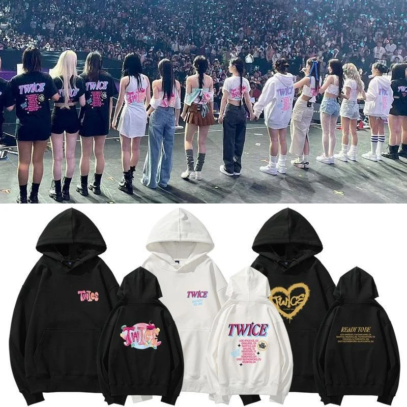 

TWICE Five Tour Concert ReadyToBe Surrounding the same sweater loose print pullover Hoodie