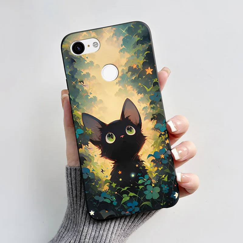 Charming Heart Cartoon Black Bumper Soft TPU Silicone Phone Case