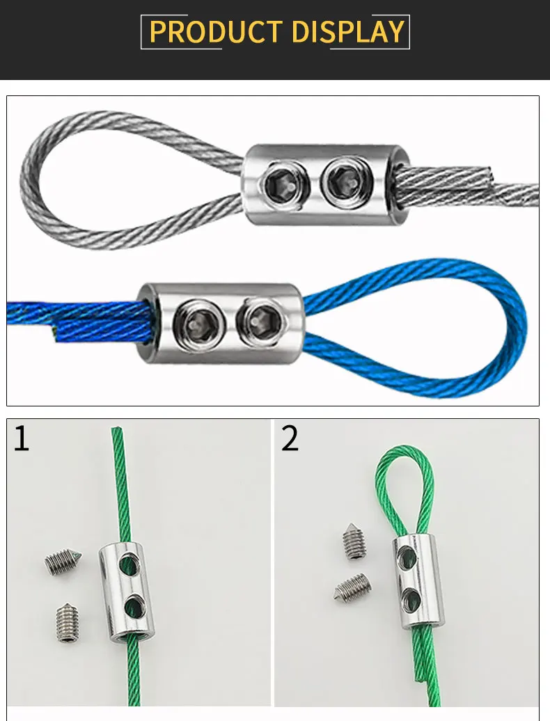 Verstellbares 2 mm 3 mm mehrfarbiges PVC-Edelstahl-Drahtseil-Kabelbefestigungsset zum Aufhängen von Bildern, Bonsai-Schaukeln, Kameras – Detail 4