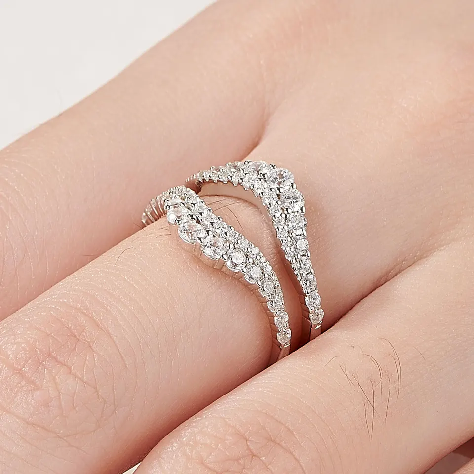 Moissanite Sterling Silver Engagement Ring Enhancer