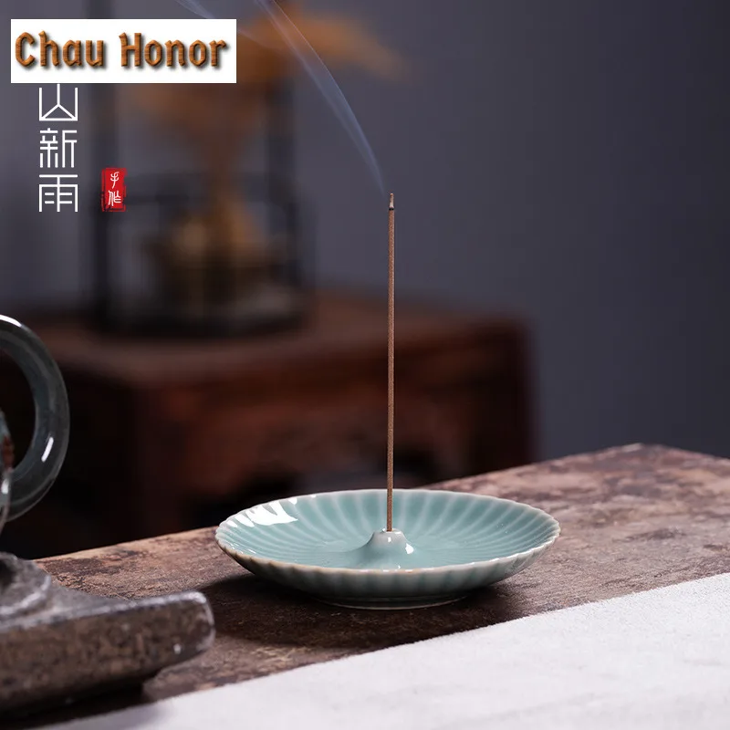 Creative Longquan Celadon Sticks Incense Holder Plum Green Incense Waterfall Incense Burners Aromatherapy Censer Teaware Crafts