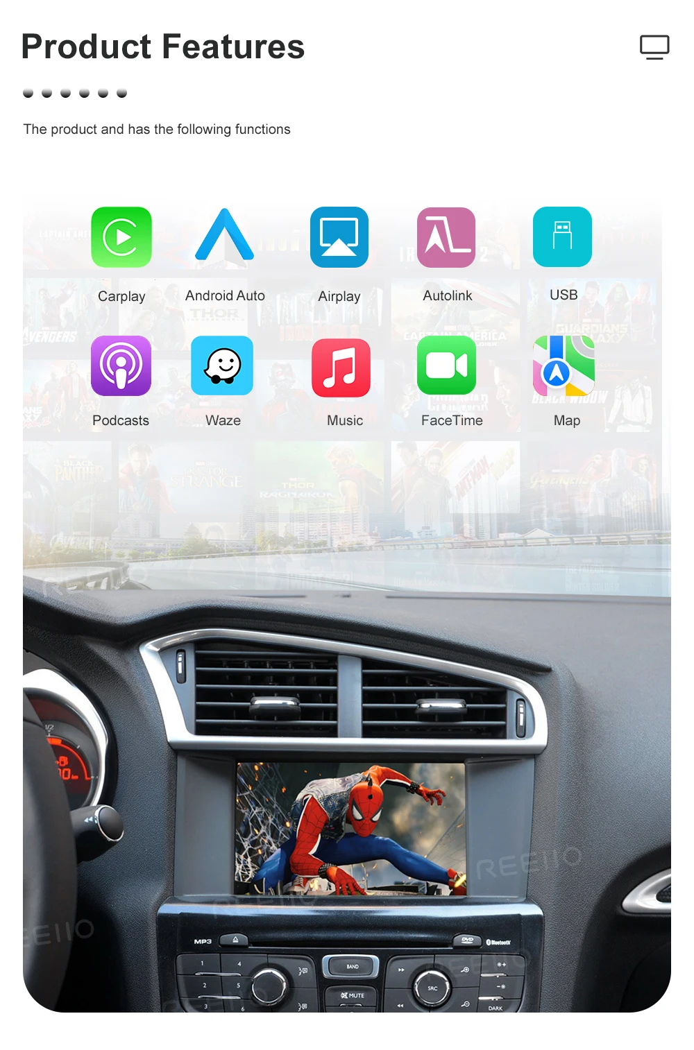 Drahtlose Carplay Android Auto Für SMEG Picasso C4 C5 DS4 DS3 DS5 308 508 5008 3008 Zubehör Multimedia – Detail 6